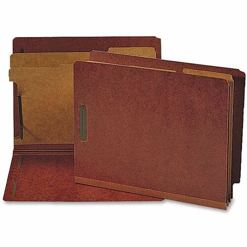 Nature Saver NATSP17258 End Tab Classification Folder - Letter - 8 1/2" X 11" Sheet Size - 2 Fastener(S) - 2" Fastener Capacity For Folder - End Tab Location - 2 Divider(S) - 25 Pt. Folder Thickness - Red - Recycled - 10 / Box