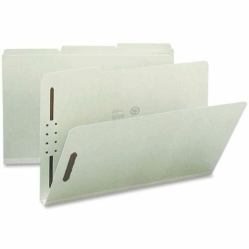 Nature Saver NATSP17234 Pressboard Fastener Folder-Legal-8 1/2" X 14" Sheet Size-1" Expansion-2 Fastener(S)-2" Fastener Capacity For Folder-1/3 Tab Cut-Assorted Position Tab Location-25 Pt. Folder Thickness-Pressboard-Gray/Green-Recycled-25