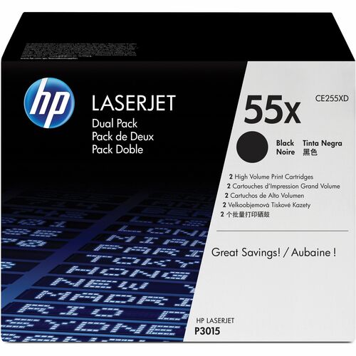 HP HEWCE255XD 55X (CE255XD) Original Laser Toner Cartridge - Dual Pack - Black - 2 / Carton