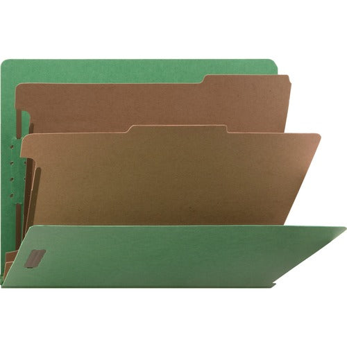 Nature Saver NATSP17373 End Tab Classification Folder - Letter - 8 1/2" X 11" Sheet Size - End Tab Location - 2 Divider(S) - 25 Pt. Folder Thickness - Green - Recycled - 10 / Box