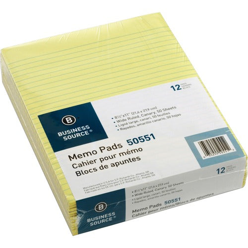 Business Source BSN50551 Glued Top Ruled Memo Pads - Letter
