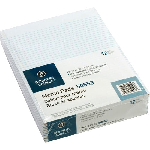 Business Source BSN50553 Glued Top Ruled Memo Pads - Letter