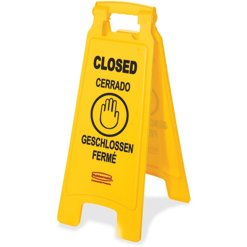 Rubbermaid Commercial RCP611278YW Closed Multi-Lingual Floor Sign