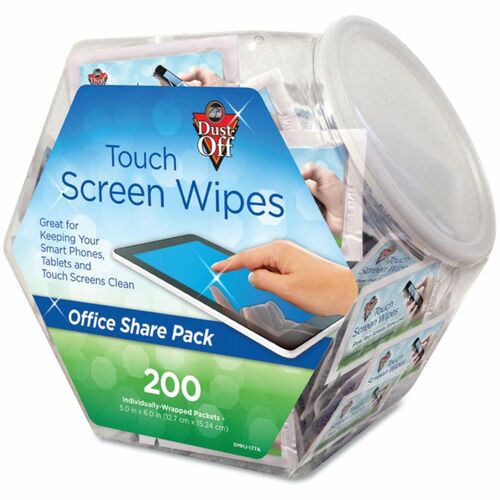 Falcon FALDMHJ Monitor Wipes Office Share Pack - Dmhj - For Display Screen, Pda, Gps Navigation System - Anti-Static, Alcohol-Free - White