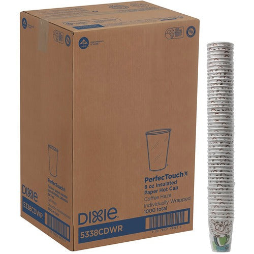 Dixie DXE5338CDWR PerfecTouch 8 oz Insulated Wrapped Paper Hot Coffee Cups by GP Pro