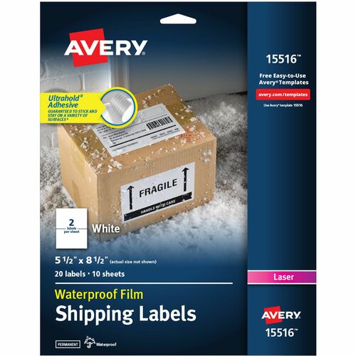 Avery® AVE15516 5-1/2" x 8-1/2" Labels, Ultrahold, 20 Labels (15516)