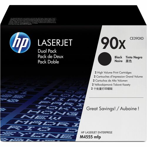 HP HEWCE390XD 90X (CE390XD) Original Laser Toner Cartridge - Dual Pack - Black - 2 / Carton