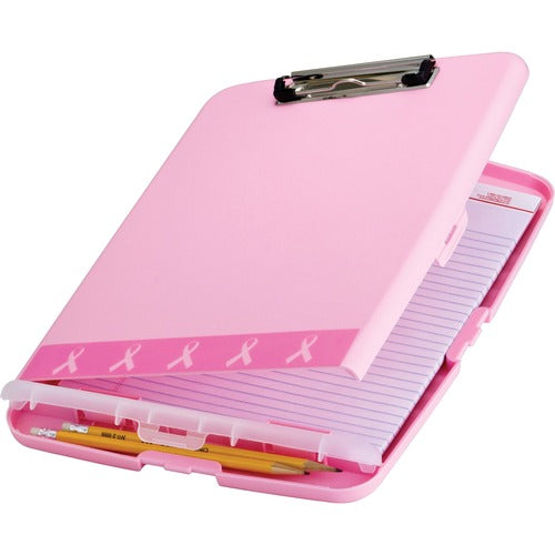 Officemate OIC08925 Breast Cancer Awareness Slim Clipboard Storage Box