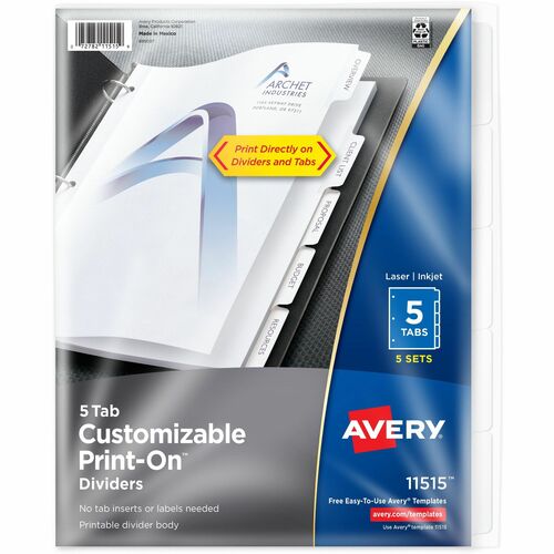 Avery® AVE11515 Avery® Customizable Print-On Dividers