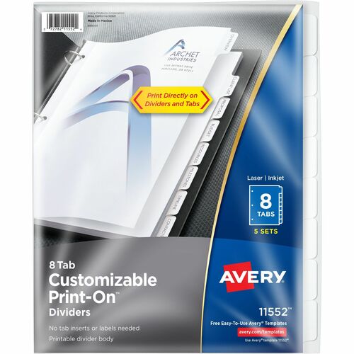 Avery® AVE11552 Customizable Print-On Dividers