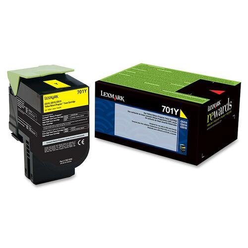 Lexmark LEX70C10Y0 701Y Yellow Return Program Toner Cartridge - Laser - Standard Yield - 1000 Page - 1 Each