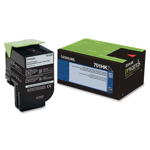 Lexmark LEX70C1HK0 701Hk Black High Yield Return Program Toner Cartridge - Laser - High Yield - 4000 Page - 1 Each