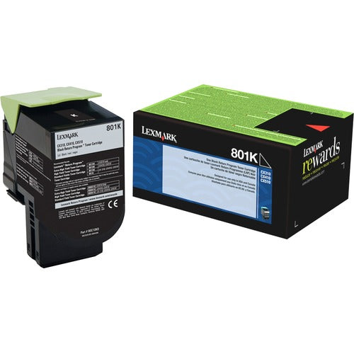 Lexmark LEX80C10K0 801K Black Return Program Toner Cartridge - Laser - Standard Yield - 1000 Page Black - 1 Each