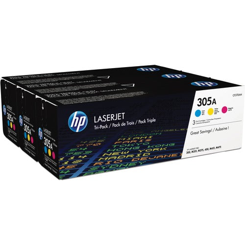 HP HEWCF370AM 305A CYM (CF370AM) Original Laser Toner Cartridge - Tri-pack - Cyan, Magenta, Yellow - 3 / Carton