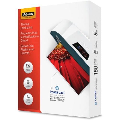 Fellowes FEL5204007 Glossy Pouches - Letter, 5Mil, 150 Pack - Sheet Size Supported: Letter - Laminating Pouch/Sheet Size: 9" Width X 11.50" Length X 5 Mil Thickness - Type G - Glossy - For Document - Durable - Clear - 150 / Pack