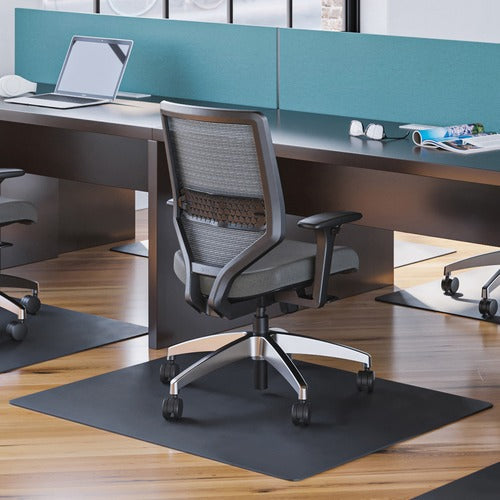 Deflecto DEFCM21442FBLK Black Mat Economa 46" X 60" Rectangle-Hard Floor - Hard Floor, Office, Carpeted Floor, Breakroom - 60" Length X 46" Width - Rectangle - Vinyl - Black