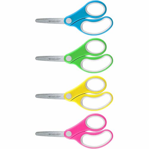 Westcott ACM14726 Westcott Soft Handle 5" Kids Value Scissors - 5" Overall Length - Blunted - Left/Right - Plastic, Stainless Steel - Assorted