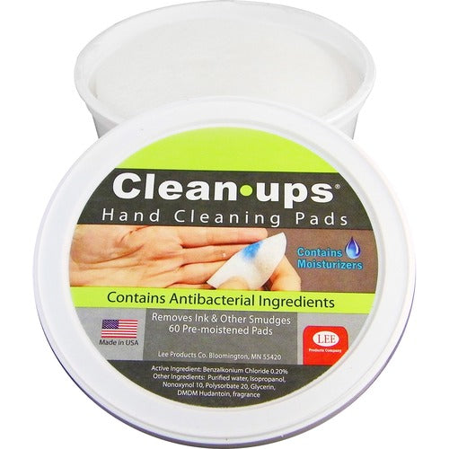 LEE LEE10145 Clean-Ups Pre-Moistened Hand Cleaning Pads - 2 Ply - Mild Floral - 3" Roll Diameter - White - Cloth - Anti-Bacterial, Moisture Resistant - For Hand, General Purpose - 60 / Each
