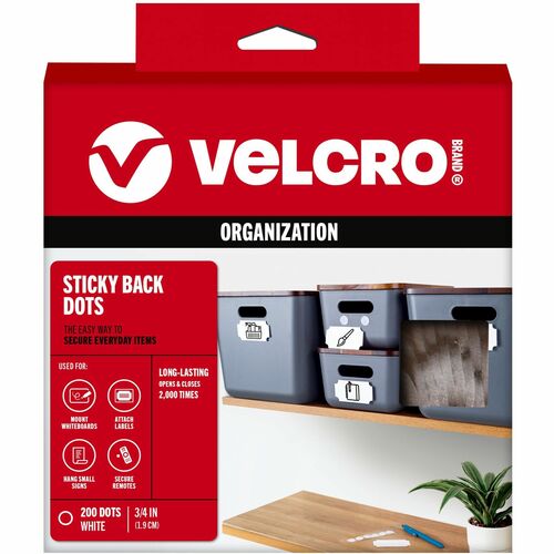 VELCRO® VEK91824 Sticky Back 3/4in Circles White 200 ct