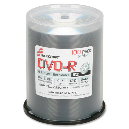 SKILCRAFT® NSN6147492 SKILCRAFT DVD Recordable Media - DVD-R - 4.70 GB - 50