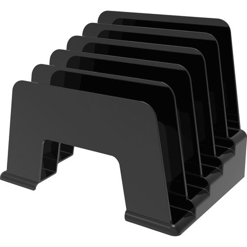 Deflecto DEF34504 Small Incline Sorter - 5 Compartment(S) - 6" Height X 8" Width X 5.5" Depth - Desktop - Recycled - Black - Plastic - 1Each