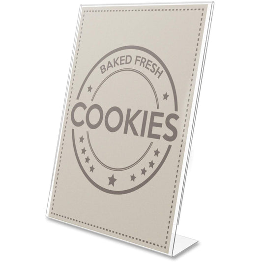 Deflecto DEF879701 Anti-Glare Slanted Portrait Sign Holder - Vertical - 11" X 8.5" X 2.5" - Acrylic - 1 Each - Clear
