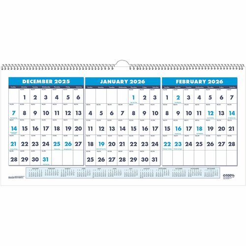 House of Doolittle HOD3647 3-month Horizontal Wall Calendar