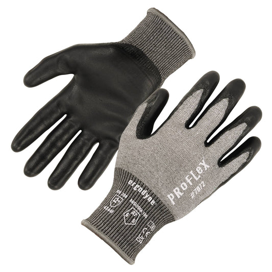 Ergodyne 10314 ProFlex 7072 Nitrile Coated Cut-Resistant Gloves - ANSI A7, EN388: 4X44F, 18g L (Gray)