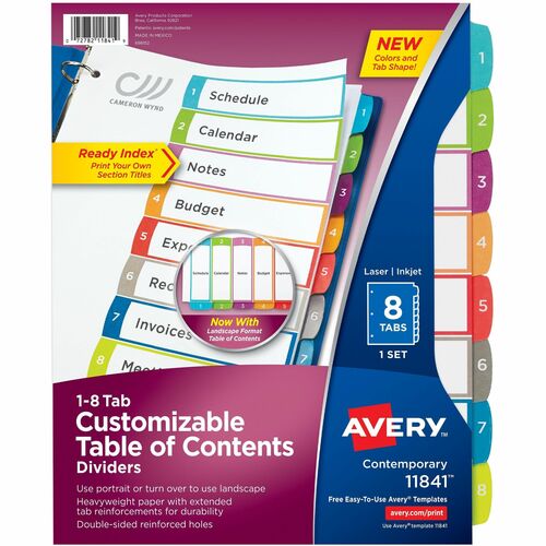 Avery® AVE11841 Ready Index Custom TOC Binder Dividers