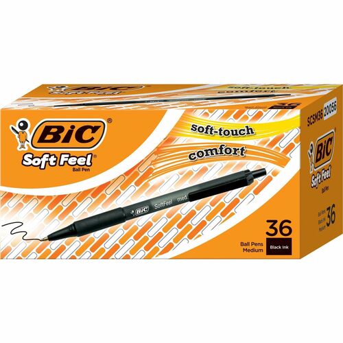 BIC BICSCSM361BK SoftFeel Retractable Ball Pens