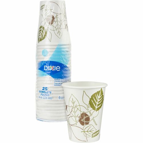 Dixie DXE2338WS Pathways 8 oz Paper Hot Cups By GP Pro