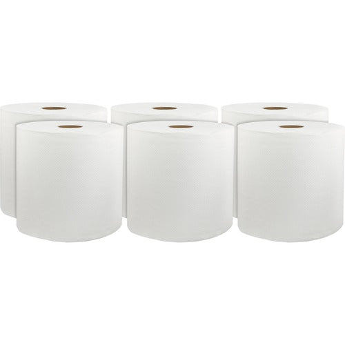 Livi SOL46529 Hardwound Paper Towels - 1 Ply - 8" X 800 Ft - White - Virgin Fiber - Embossed, Absorbent, Durable - For Hand - 6 / Carton