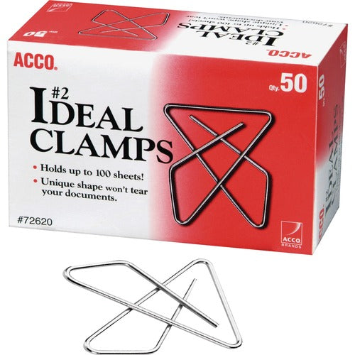 ACCO ACC72643 Ideal Butterfly Clamps - No. 2 - 100 Sheet Capacity - For Office, Home, School, Document, Paper - Sturdy, Tear Resistant, Bend Resistant, Flex Resistant - 150 / Pack - Silver