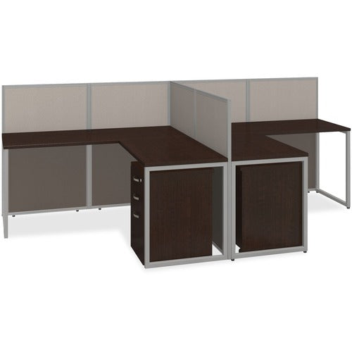 Bush Business Furniture BSHEOD560SMR03K Easy Office 60W 2 Person L Desk Open Office with Two 3 Drawer Mobile Pedestals