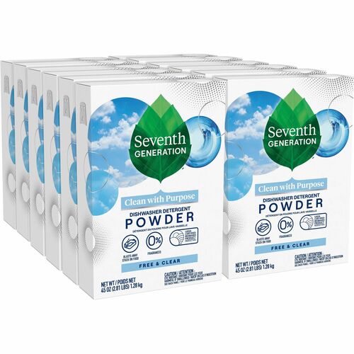 Seventh Generation SEV22150CT Natural Dishwasher Detergent - Powder - 45 Oz (2.81 Lb) - Natural Scent - 12 / Carton - Clear