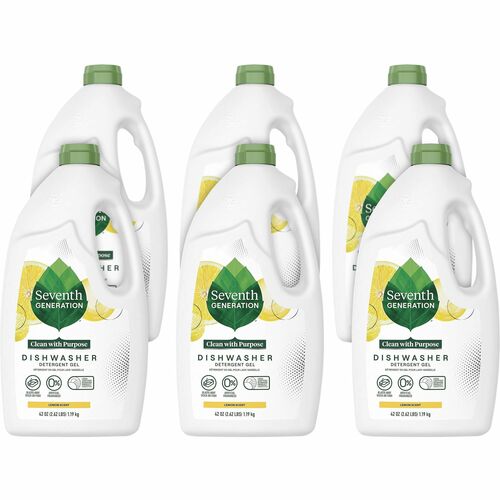Seventh Generation SEV22171CT Natural Dishwasher Detergent Gel - Gel - 0.33 Gal (42 Fl Oz) - Lemon Scent - 6 / Carton
