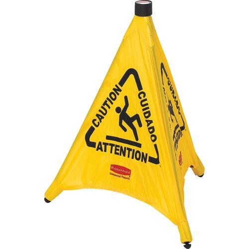 Rubbermaid Commercial RCP9S0000YWCT Multi-Lingual Caution Safety Cone