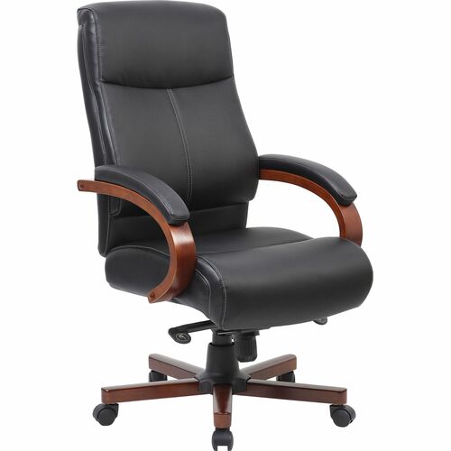 Lorell LLR69531 Executive High-Back Wood Finish Office Chair