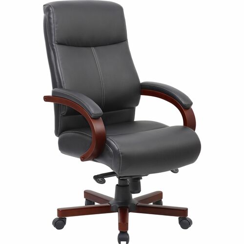 Lorell LLR69532 Executive High-Back Wood Finish Office Chair