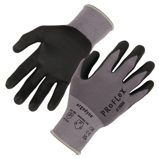 Ergodyne 10373 ProFlex 7000 Nitrile Coated Gloves  Microfoam Palm, 15g M (Gray)