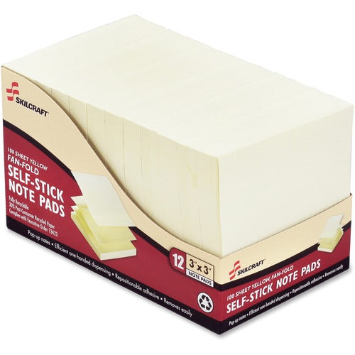 SKILCRAFT® NSN3526616 SKILCRAFT 3" Yellow Self-stick Note Pads