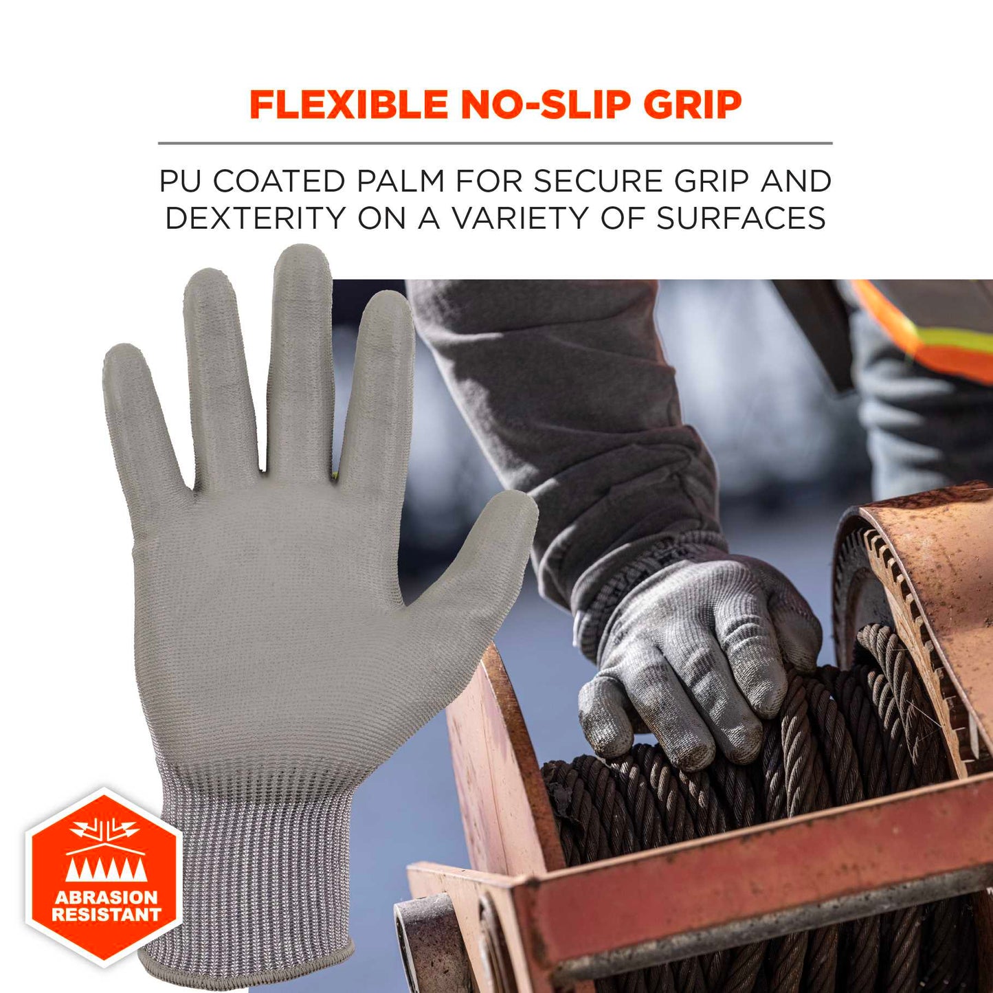 Ergodyne 10392 ProFlex 7024 PU Coated Cut-Resistant Gloves - ANSI A2, EN388: 4X42B, 13g