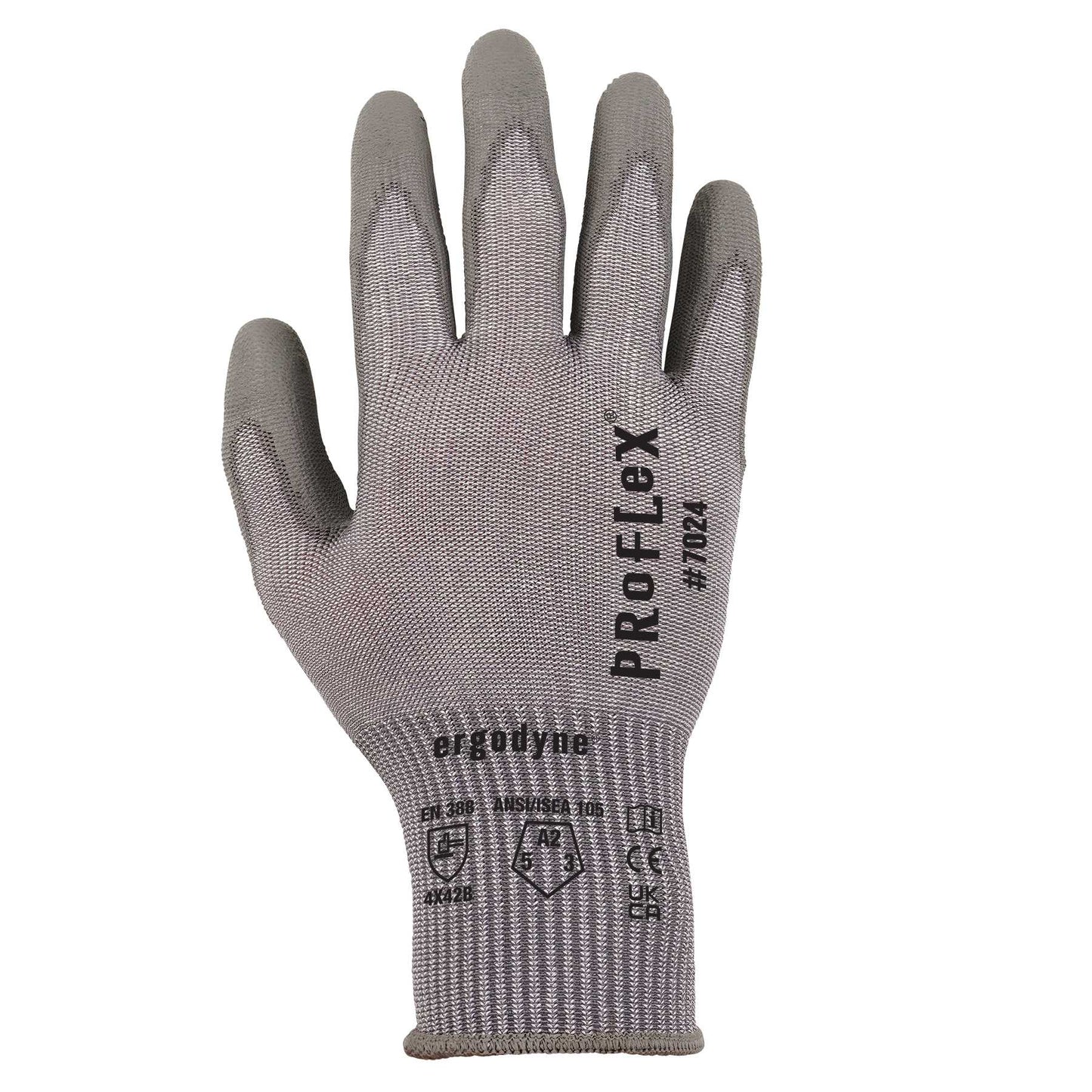 Ergodyne 10392 ProFlex 7024 PU Coated Cut-Resistant Gloves - ANSI A2, EN388: 4X42B, 13g