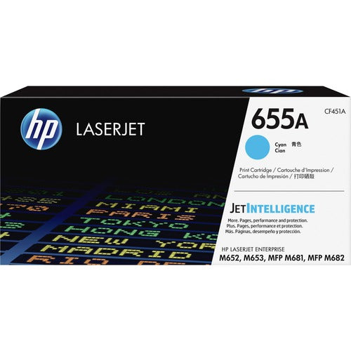HP HEWCF451A 655A (CF451A) Original Laser Toner Cartridge - Cyan - 1 Each