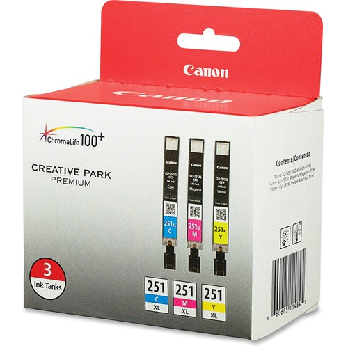 Canon CNMCLI251XLCMY CLI-251XL Original Inkjet Ink Cartridge - Cyan, Magenta, Yellow - 3 / Pack