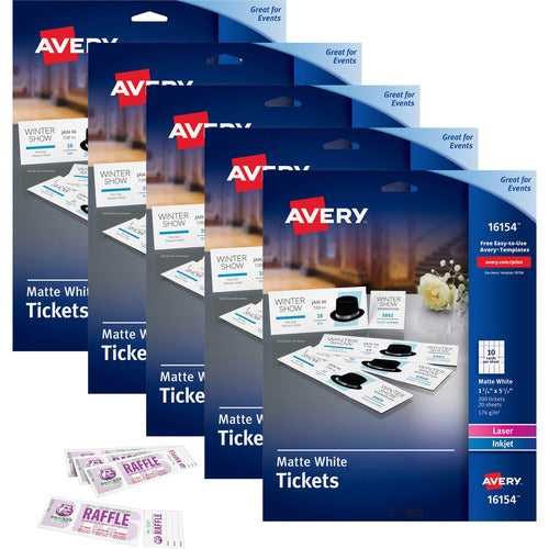 Avery® AVE16154CT Avery® Blank Tickets with Tear-Away Stubs