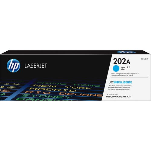 HP HEWCF501A 202A (CF501A) Original Standard Yield Laser Toner Cartridge - Cyan - 1 Each