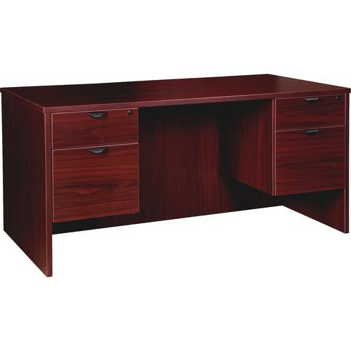 Lorell LLRPD3060QDPMY Prominence 2.0 3/4 Double-Pedestal Desk