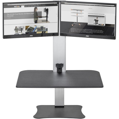 Victor VCTDC450 High Rise Electric Dual Monitor Height Adjustable Standing Desk Workstation