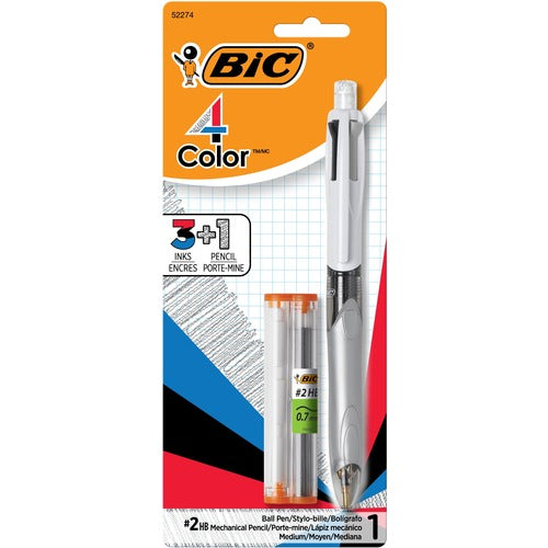 BIC BICMMLP1AST 4-Color 3+1 Ball Pen and Pencil, Assorted Inks